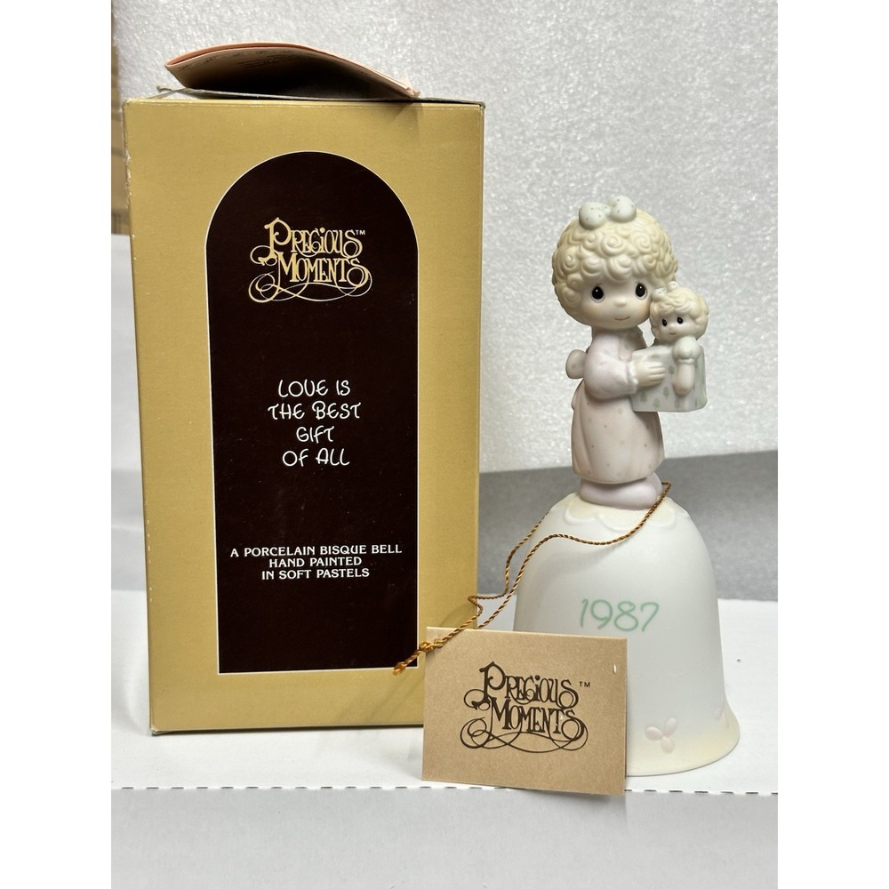 Precious Moments "Love Is‎ The Best Gift Of All" 1987 Figurine Bisque Bell - Picture 5 of 8